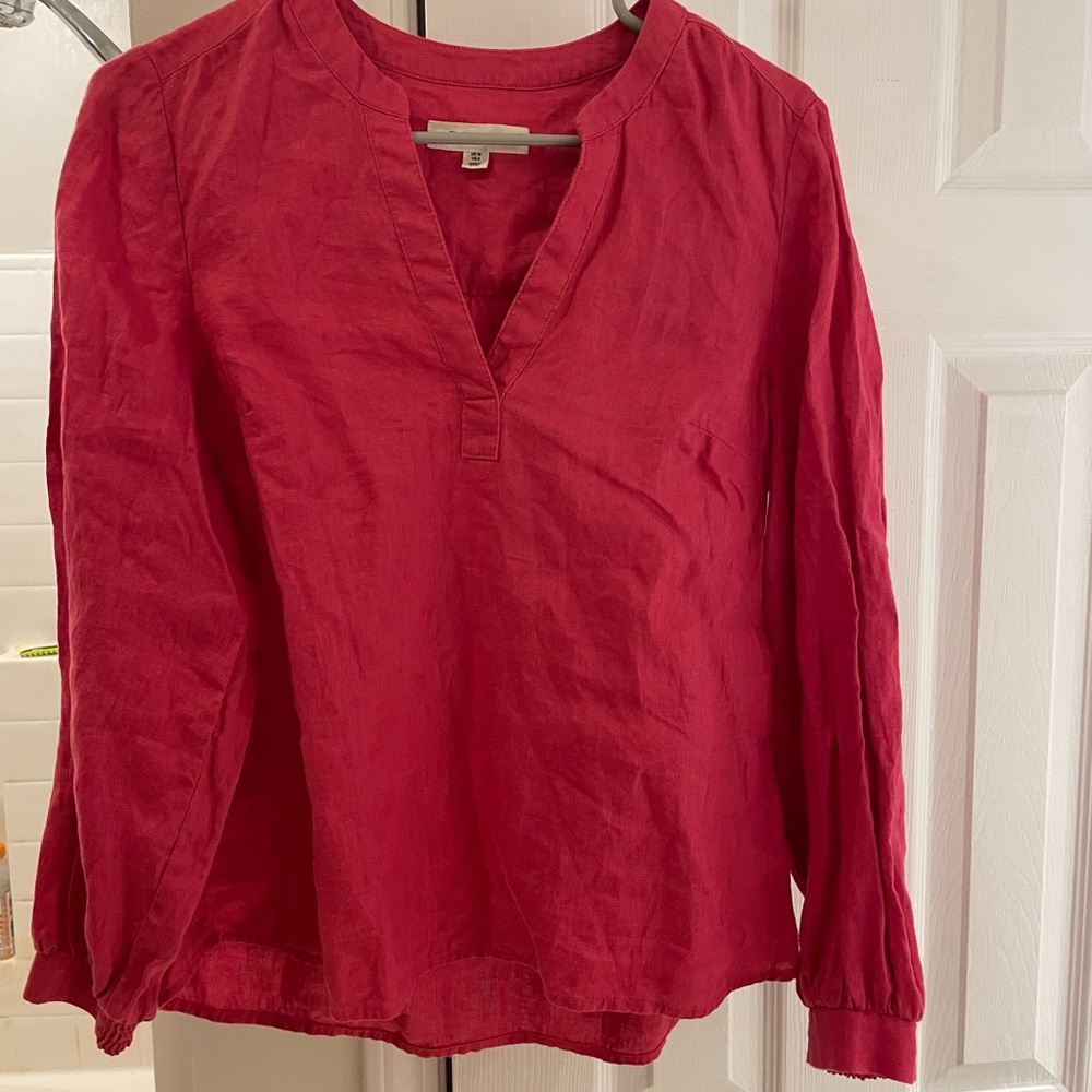 Boden Alice Linen Blouse in‎ color Rethink Pink size 6 **has flaw - Picture 2 of 5